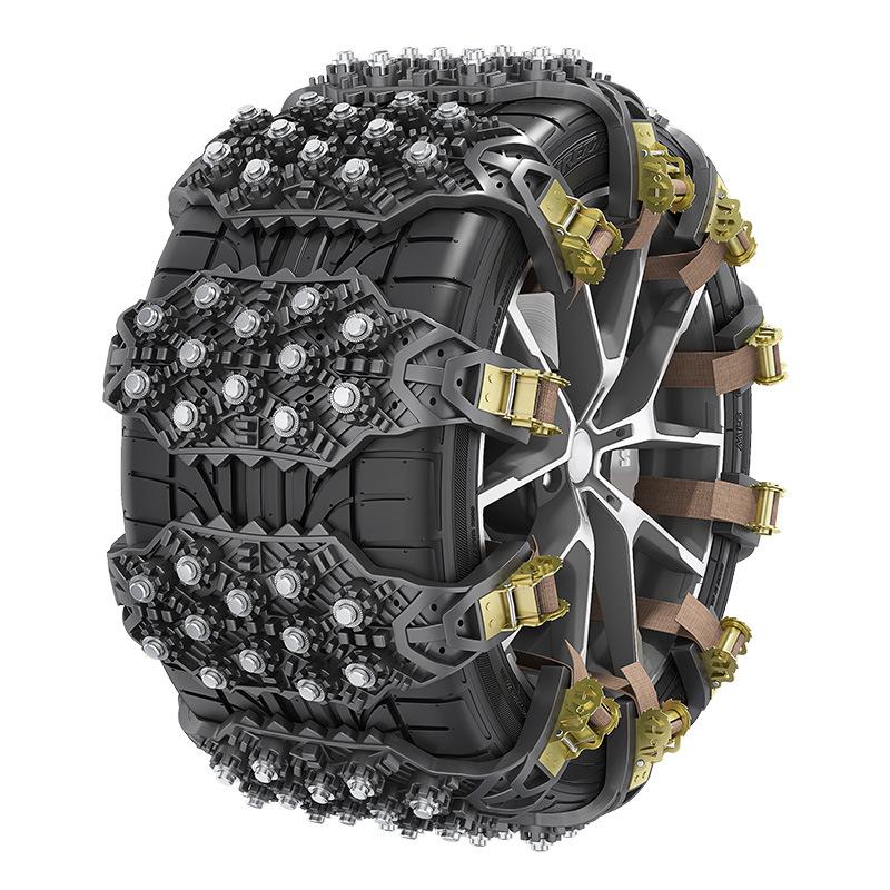 Universal Car Snow Chains, Tire Anti Slip Traction Belt for 165-265 Tires, Reusable Emergency Chain for SUV Sedan Off Road
