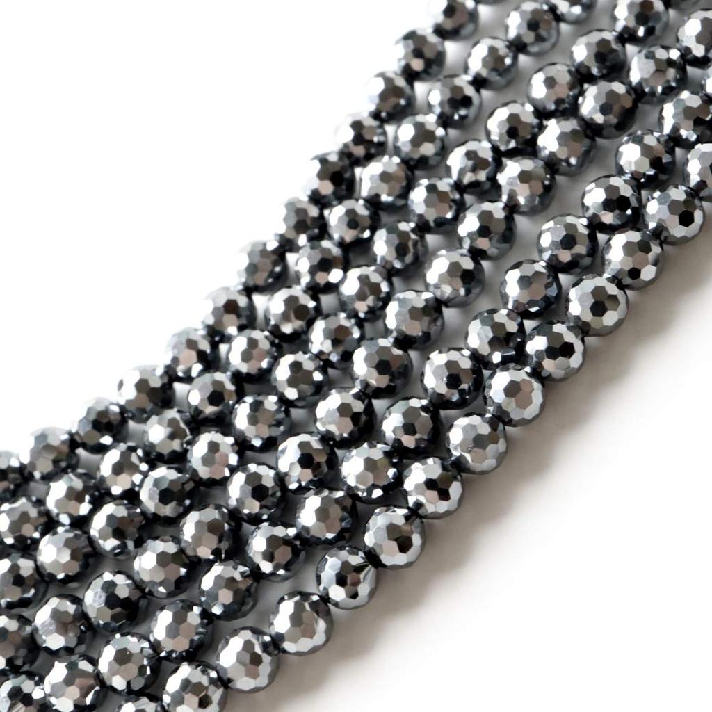 [GOLD STONE] Terahertz Ore 128 Facets, 40cm Long, Mirror Ball Cut, Handmade Accessories, Sold in Strands, 4mm