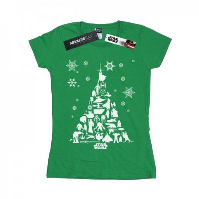 Womens/Ladies Christmas Tree Cotton T-Shirt