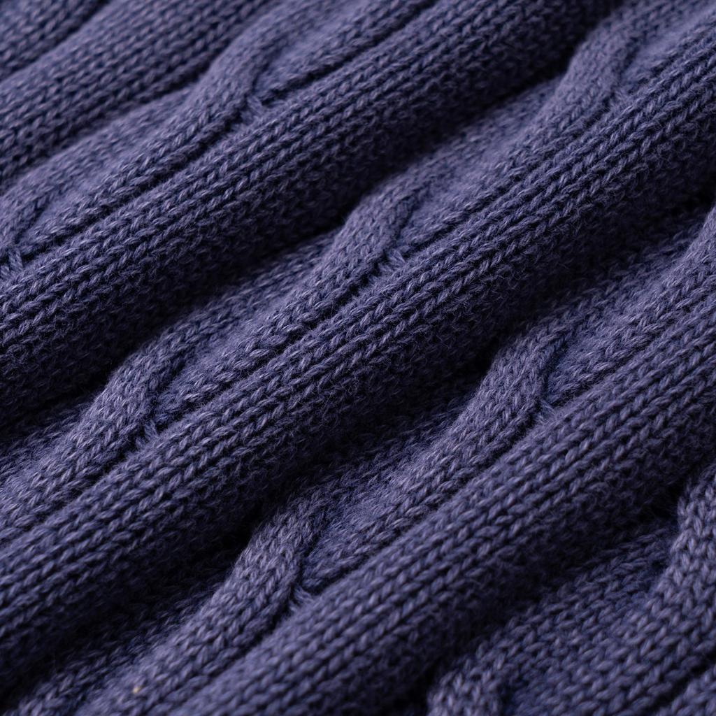 Polo Ralph Lauren FW22 Slim Fit Solid Cable Knit Short Sleeve Polo Shirt Women tops Blue WMPOKNINCU20630-410