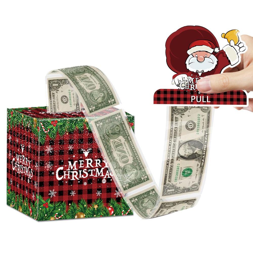 Pull Out Christmas Money Box Christmas Tree With 50pcs Transparent Bags Cash Pull Gift Boxs Snowman Santa Surprise Gift Boxes