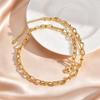 Minimalist Stainless Steel Geometric Chain Necklace for Women, 18K Gold Plated Handmade Link Necklace, Fashion Punk Jewelry