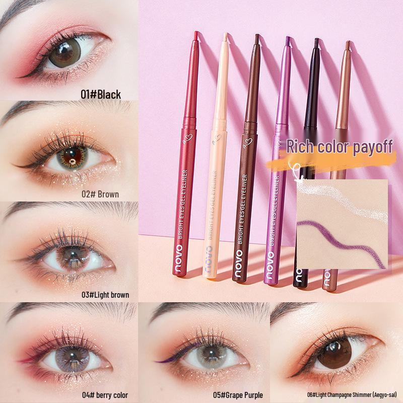 Novo Waterproof Sweatproof Long-Lasting Eyeliner - No Smudge, Ultra-Fine Tip for Students & Beginners, Ideal for Inner Corner Highlighting