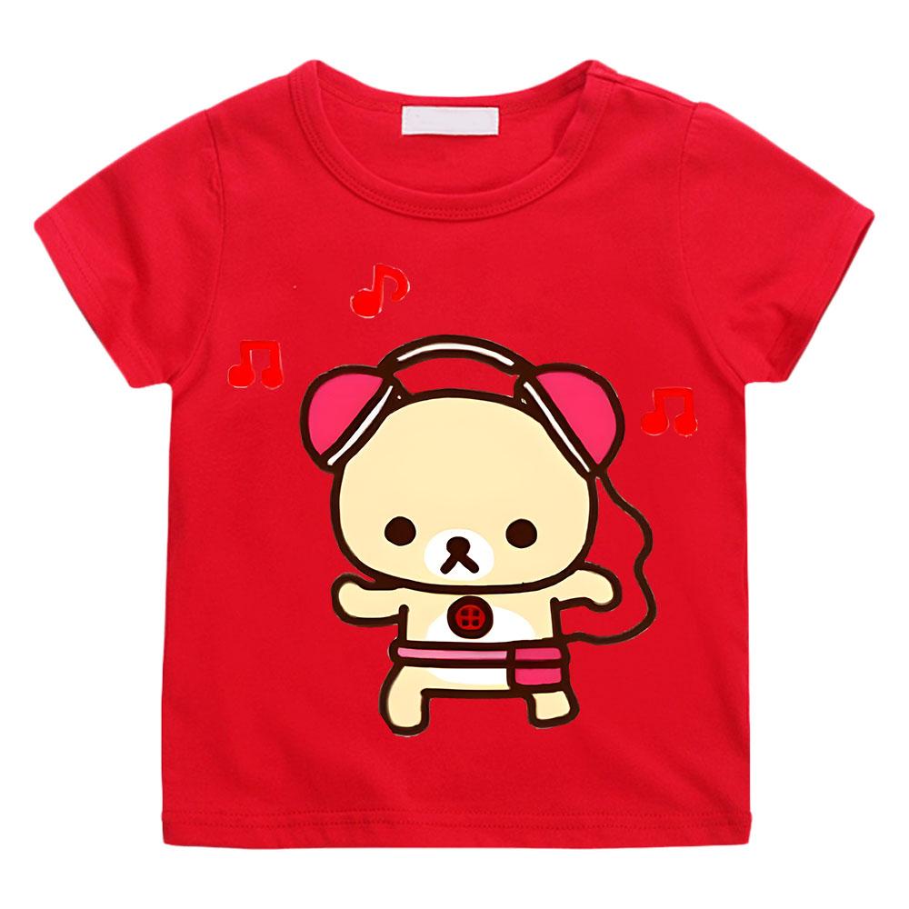 Cartoon Rilakkuma T-shirt Boys Girls Kids Clothing Hip Hop Tops Short Sleeves Sports Fashion Streetwear Manga/Comic Tees