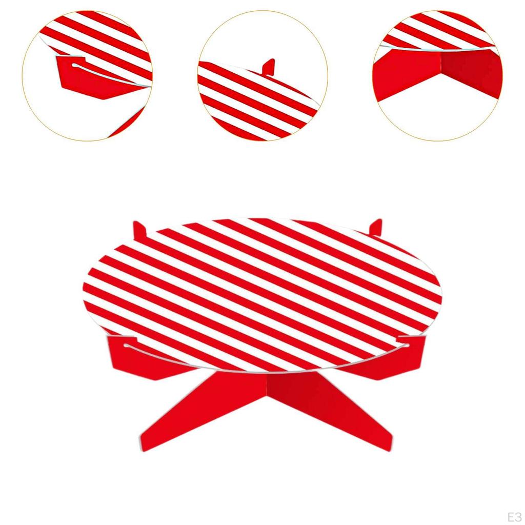 Carnival Cupcake Stand Cake Display Tray Red White Striped for Parties and Cafes