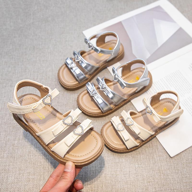 Girls' Sandals Summer New Children's Soft Bottom Anti Slip Princess Shoes Girls' Versatile Sweet Roman Sandals