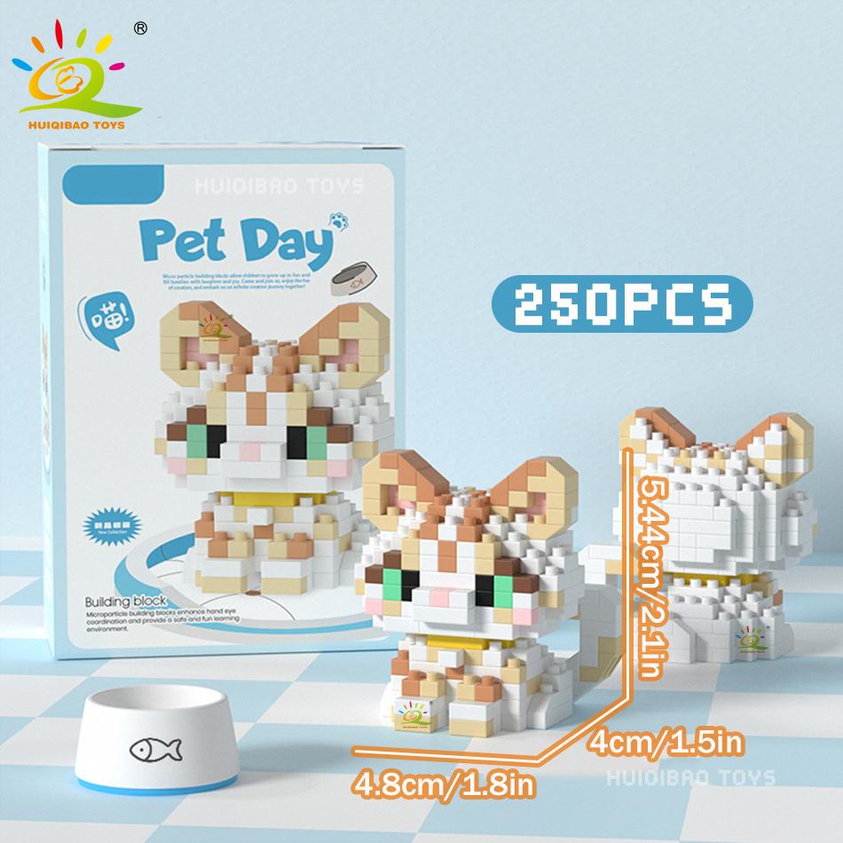 MINI Working Cat Pet Dog Micro Model Building Block Set Kids City Cartoon Animal Diamond Bricks Educational Toys Adult