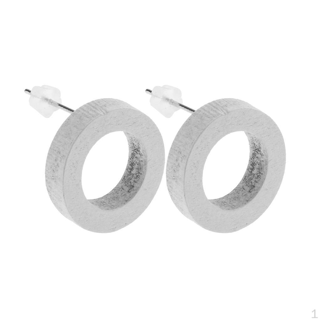 

Wooden Round Circle Stud Earrings Hook Drop Dangle білий