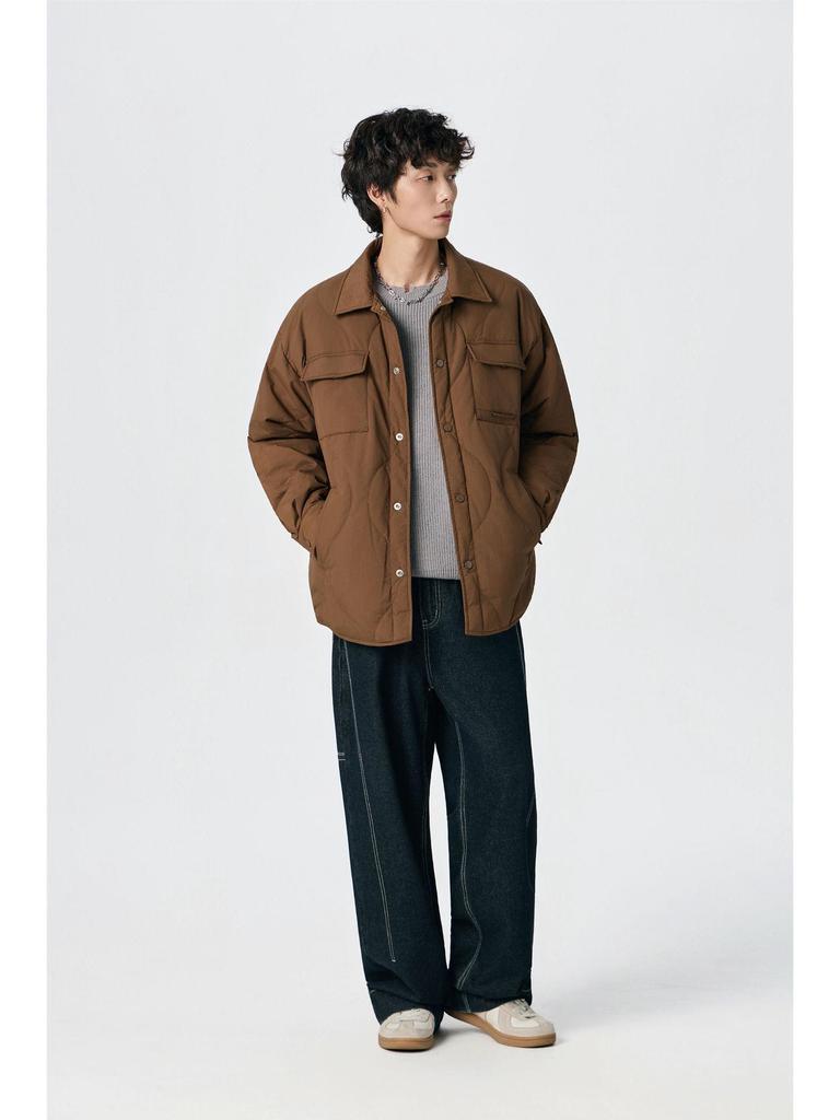 Men's 90% White Duck Down Lightweight Winter Shirt Jacket - Loose Lapel, Plus Size