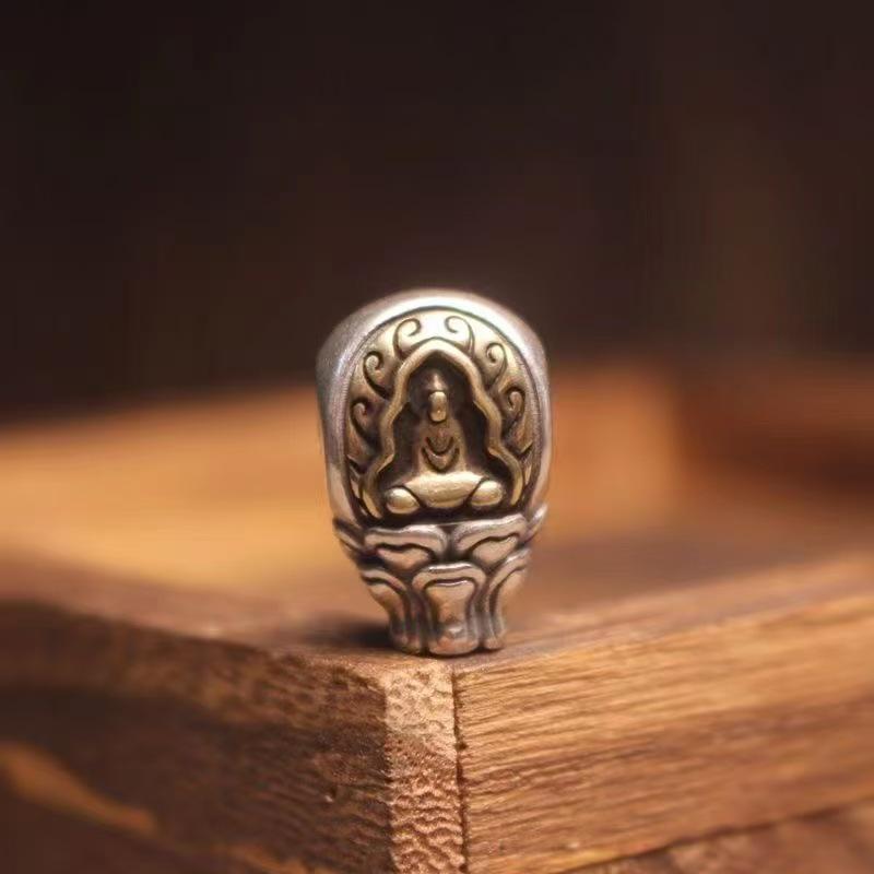 Tibetan Handmade 108 Prayer Beads Bracelet - Great Sun Tathagata Buddha Height 18.8, Hole 11.4