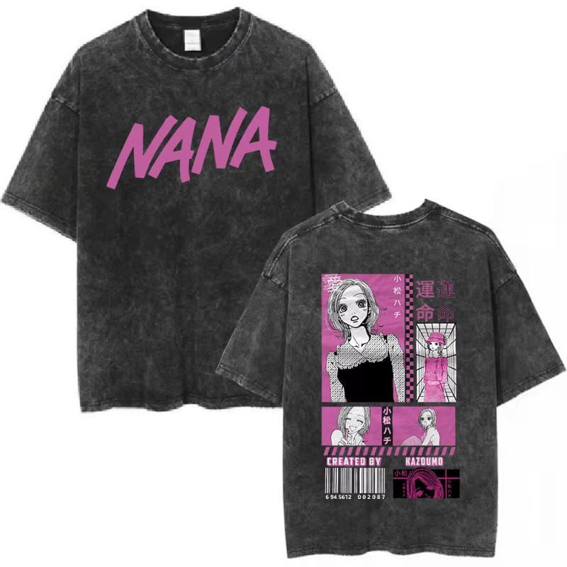 Osaki Anime Vintage Washed T-shirt Men's Women Clothing Harajuku Short Sleeve T-shirts Casual T Shirts