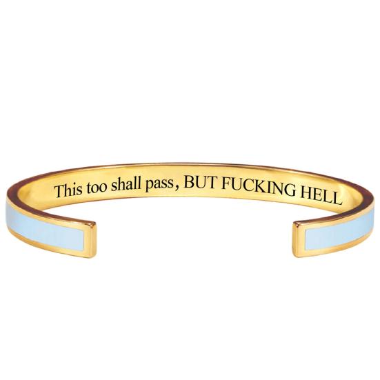Baizihuahu This Too Shall Pass Mantra Cuff Bracelet, Adjustable Engraved Motivational Bangle Hidden Information Inspirational Encouragement
