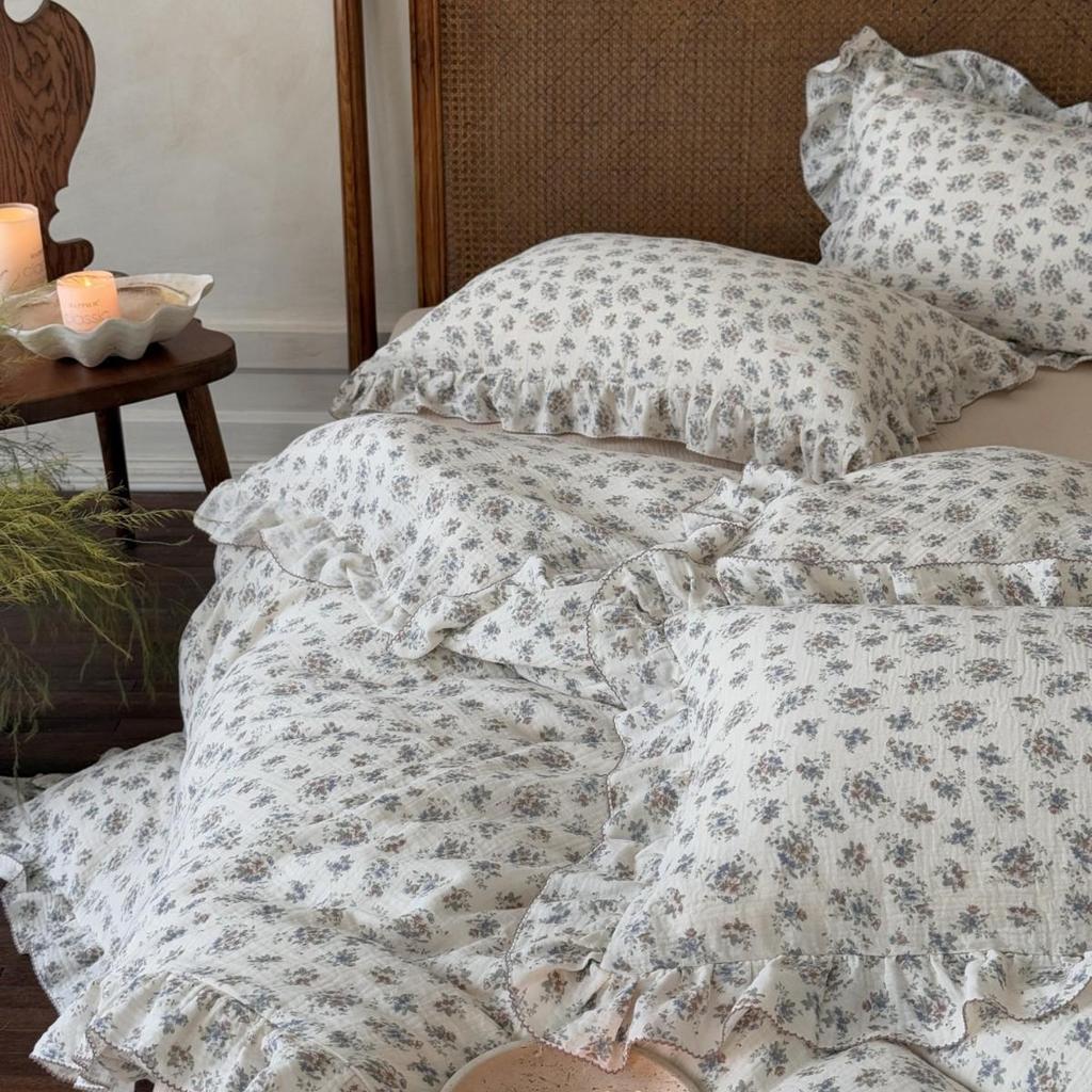 G5Z Francuska Retro Dwustronna Bawełniana Koronkowa Poszewka na Kołdrę