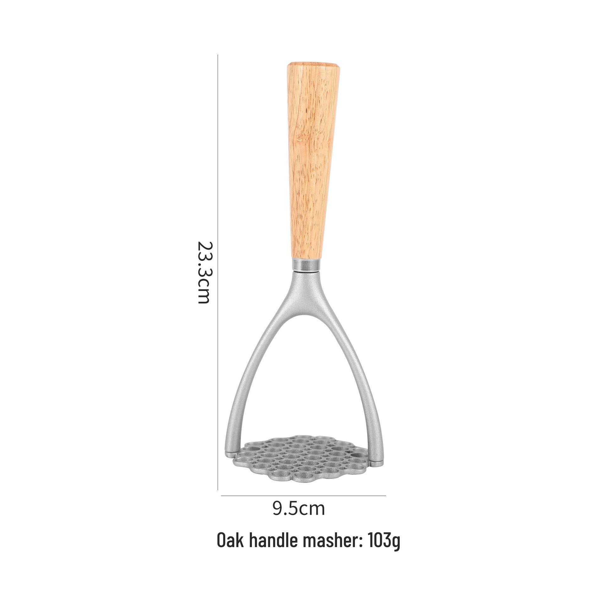 Aluminum Alloy & Oak Potato Masher with Wooden Handle