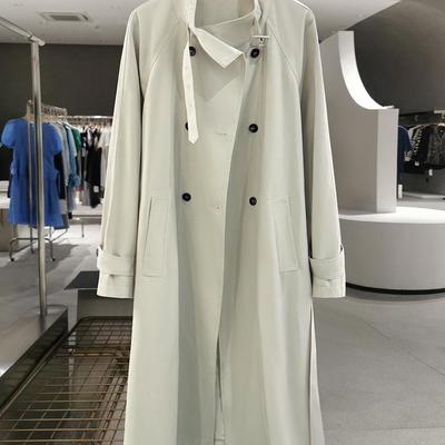 Beige High-End Women's Loose Trench Coat - 2025 Spring/Autumn Fashionable Overcoat