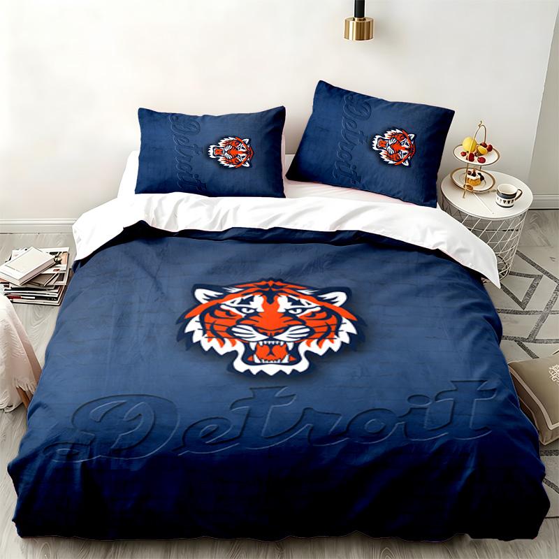Detroit Tigers 3pc Set Perfect for Bedroom Use Comfortable Bedding Set Includes a Duvet Cover and Two Pillowcases Ideal Birthday or Christmas Gift