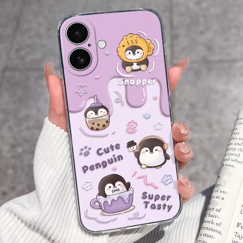 For iPhone 17 Air 16 15 14 13 Pro Max Plus 16e Luxury Clear Phone Case Cute Couple Piggy Pattern Soft Silicone Anti Slip Shell For iPhone Bumper Cover