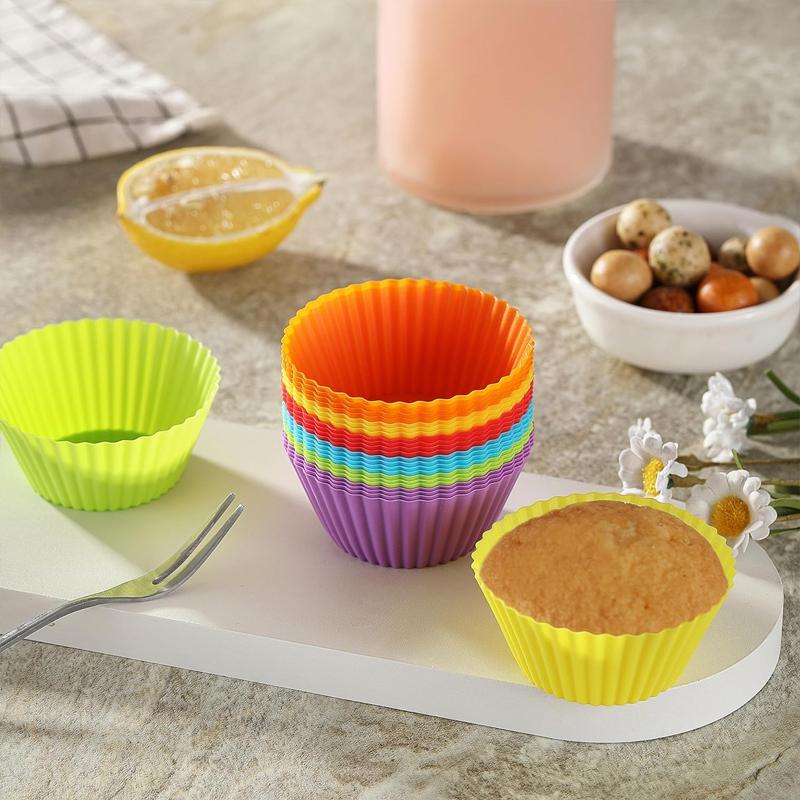 10/20/50pcs Silicone Cupcake Baking Cups Reusable Non-stickMuffin Cupcake Liners Holders Molds Home Kitchen Bakeware BPA Free