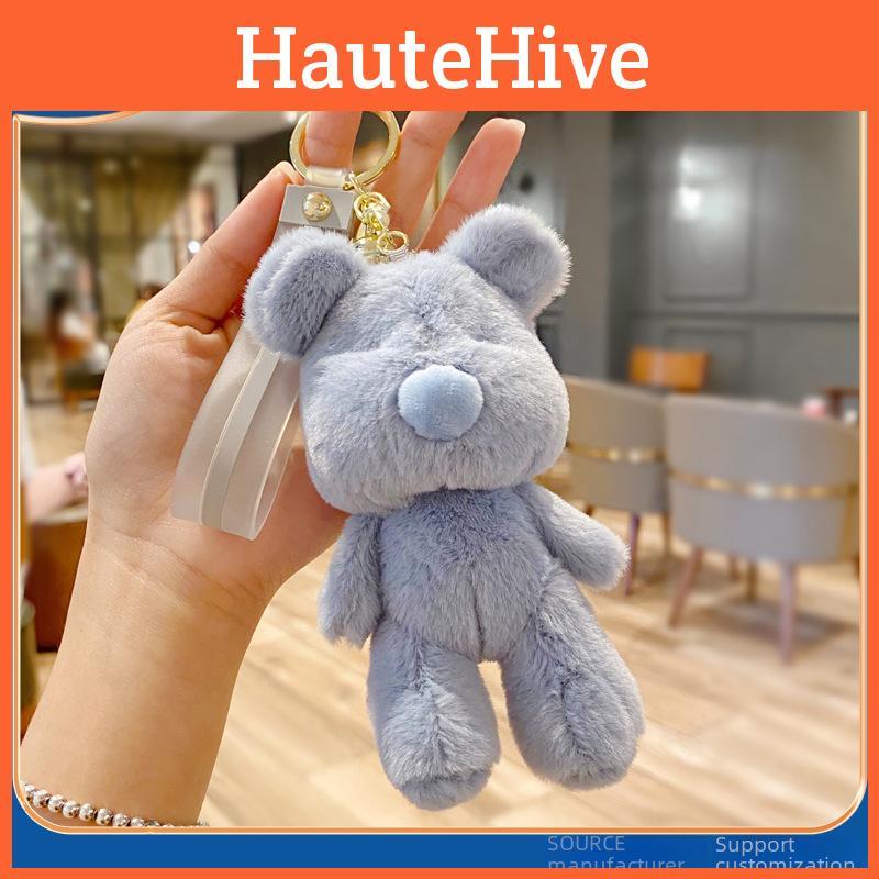Colored Candy Delightful Plush Bear Keychain Cute Cartoon Pendant For Stylish Girls