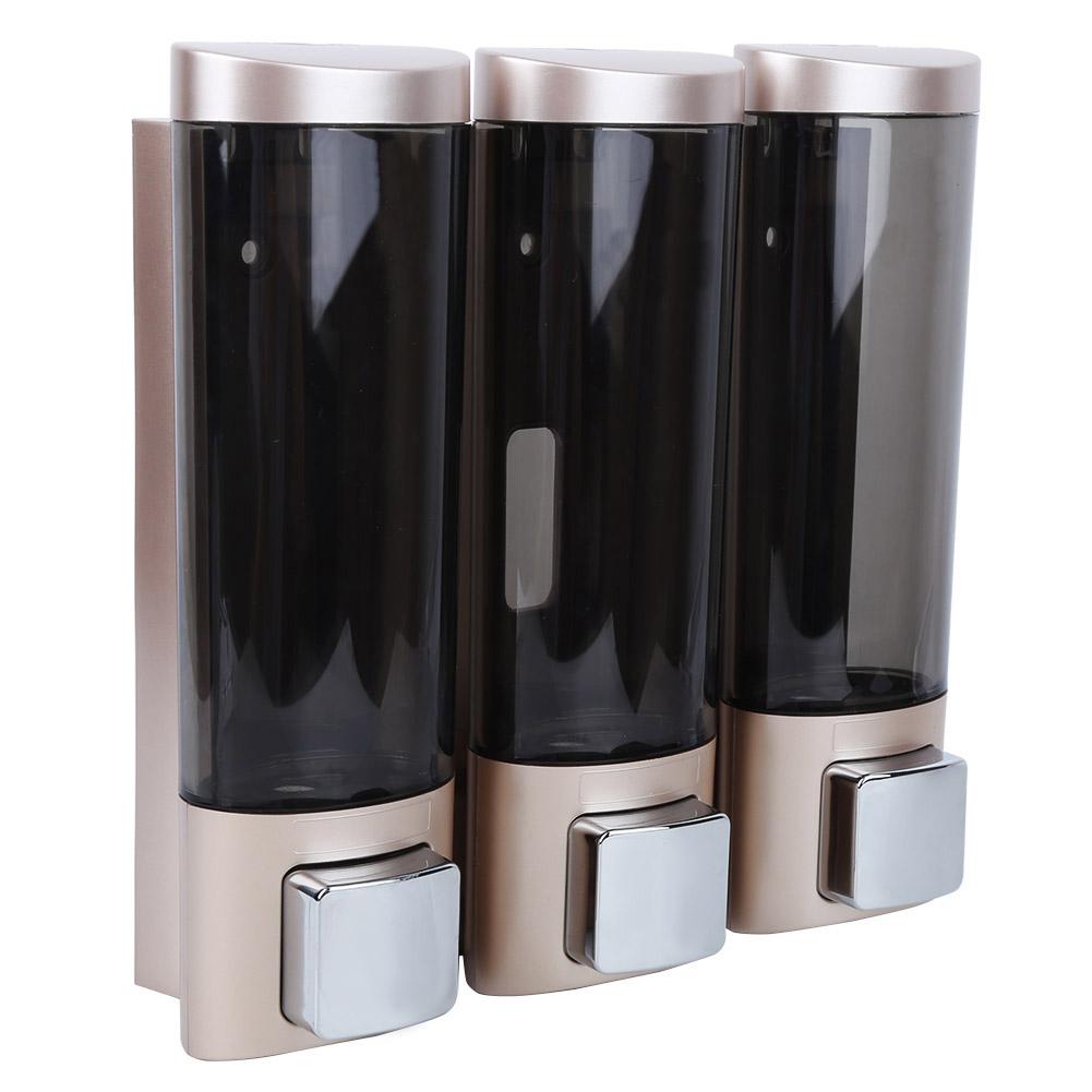 3x 200ml Manual Soap Dispenser WallMounted Three Chamber Shampoo Box Shower Gel Container