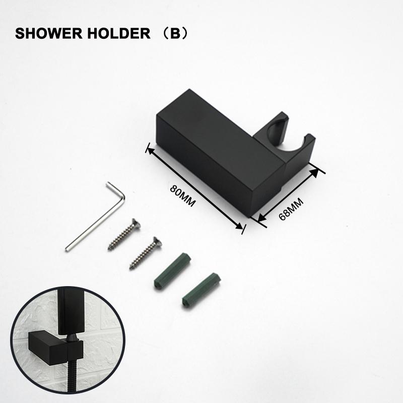 Matte Black Round/Square Brass Shower Head with Adjustable Shower Holder and 1.5M Stainless Steel Hose Bathroom Accessories