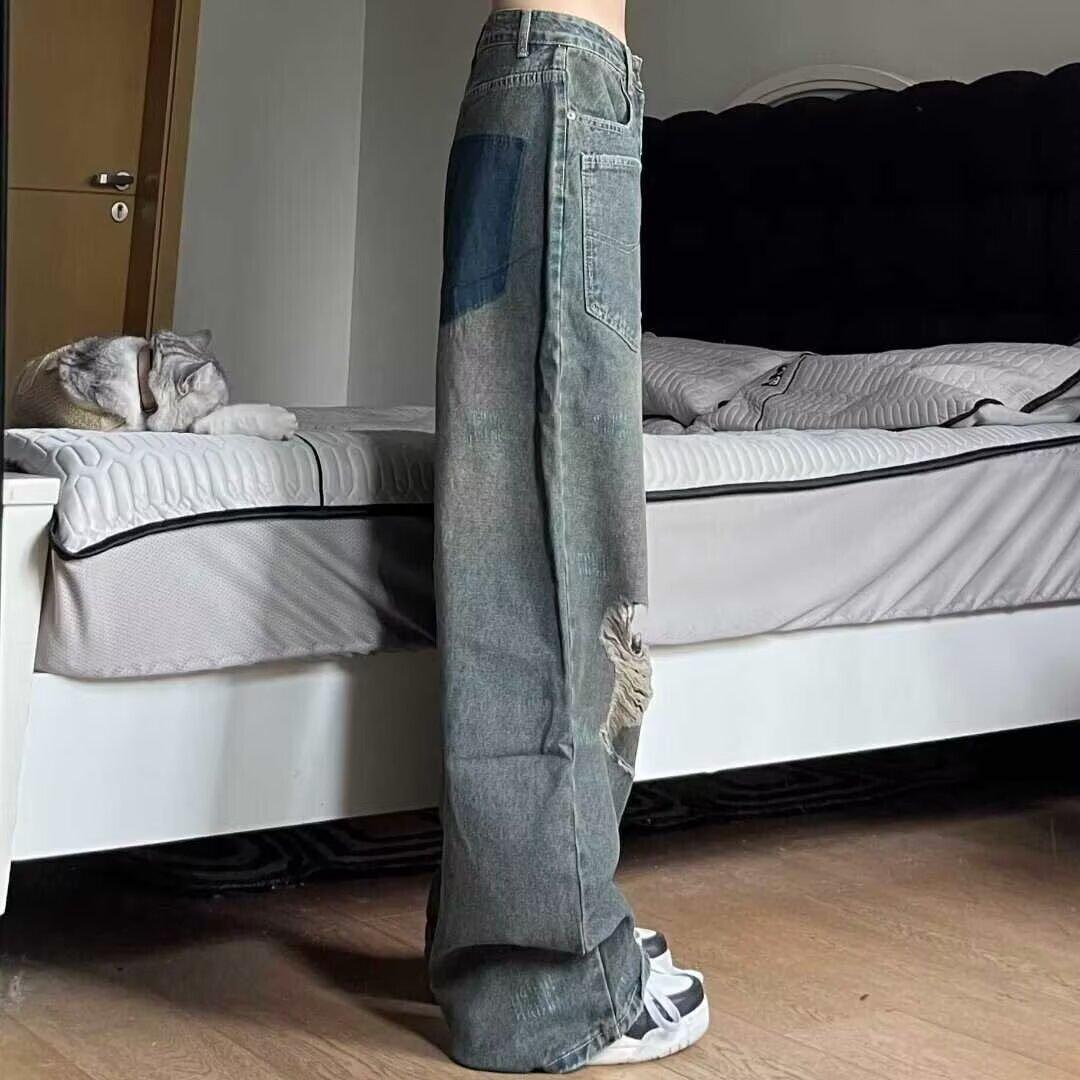 

Минималистичные мужские универсальные молодежные модные джинсы, новые свободные прямые летние брюки, мужской темпераментный тренд 3XL синий