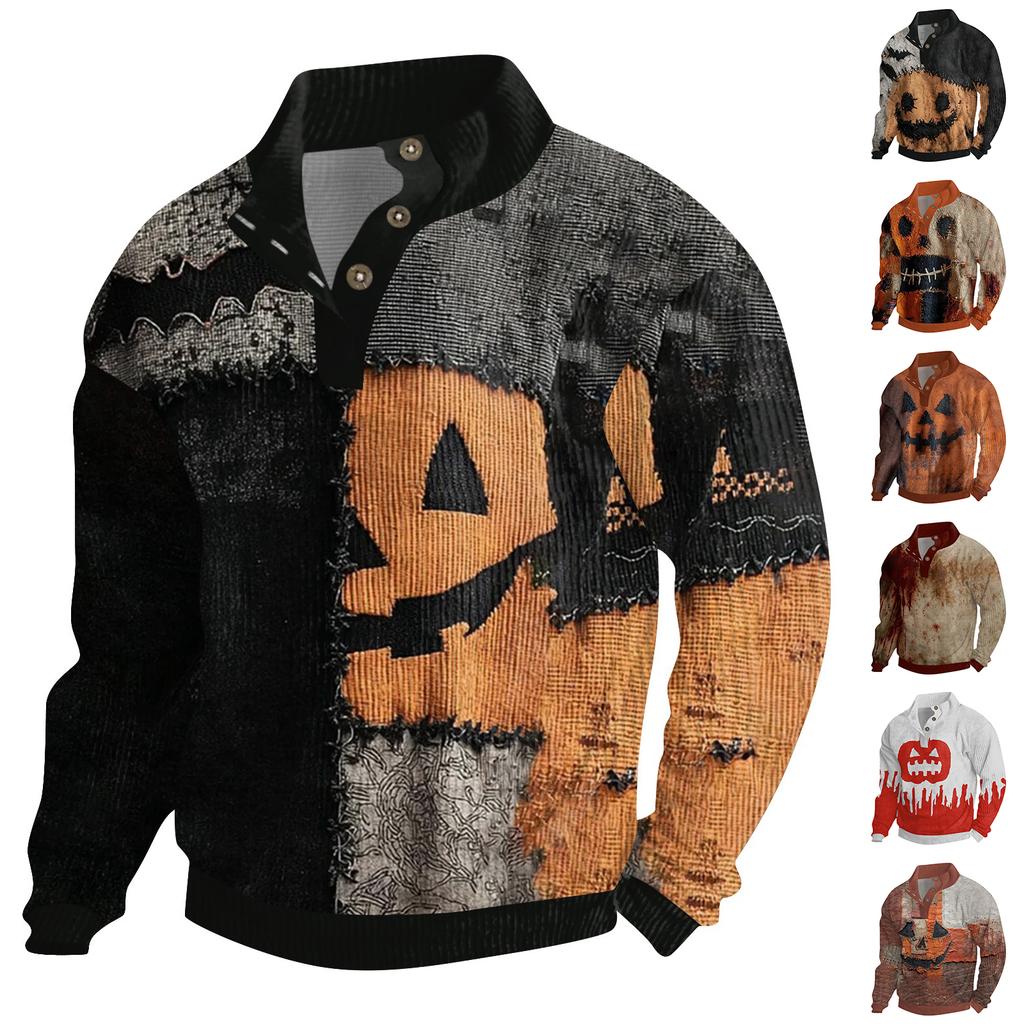 Men's Halloween Printed Corduroy Button Shirt