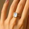 White Moonstone Emerald Cut Gold Plated Ring for Women – Elegant Minimal Jewelry
