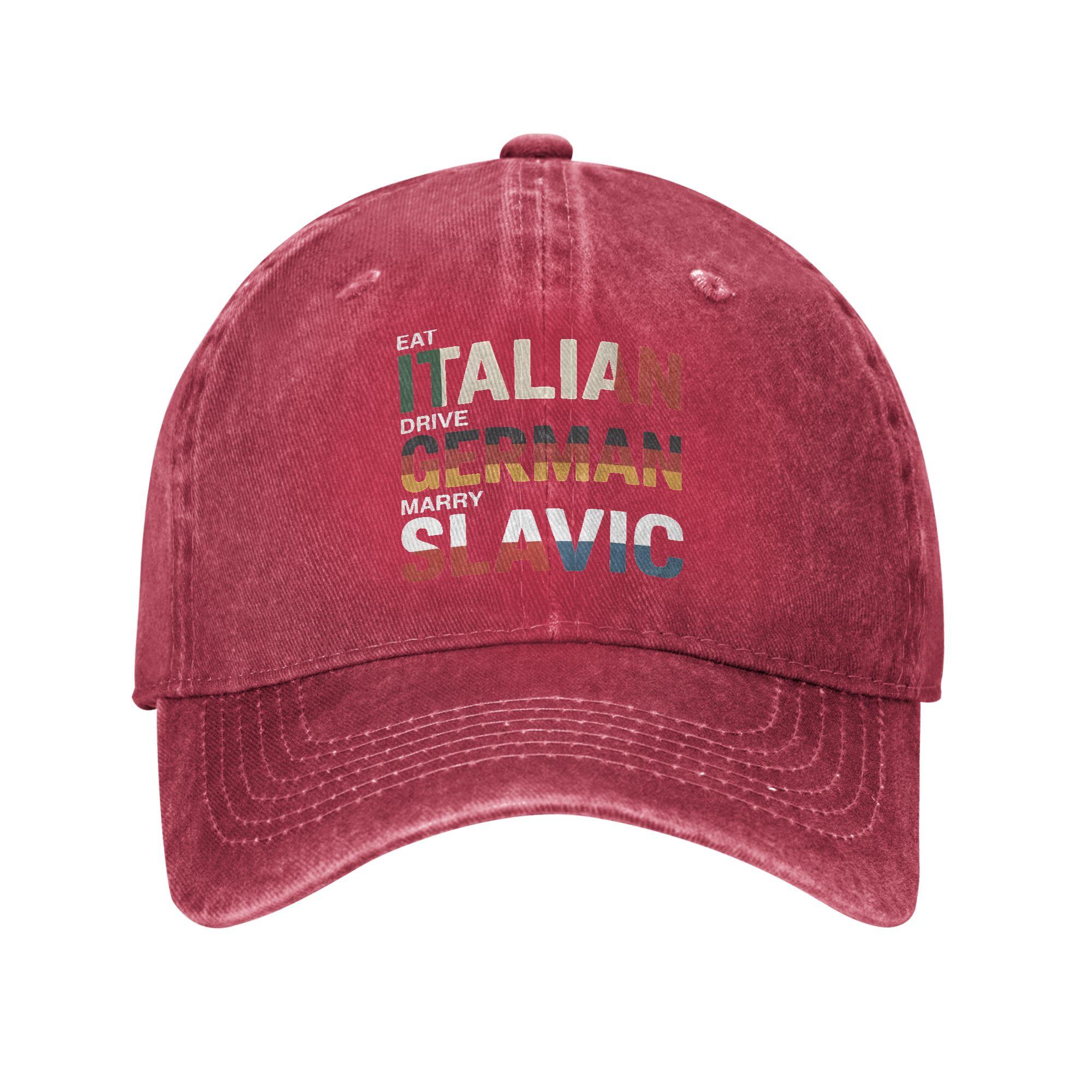 Eat Italian Drive GerUnisex Marry Slavic Baseball Caps Merch For Unisex Adjustable Trucker Hats Adjustable