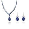 Trendy Blue Water Drop Zircon Earrings & Necklace Set