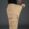Men's Pants Elastic Waist Cargo Large Size Cotton Pants Multi-Pocket Trousers Sports Training Work Pants