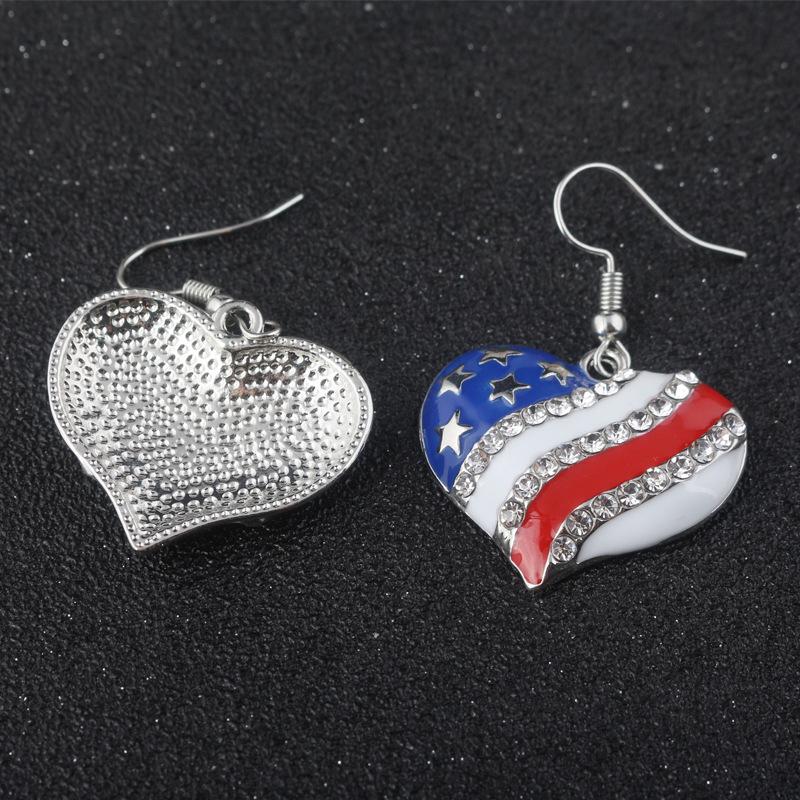Popular US Flag Star Heart Earrings and Pendant Set