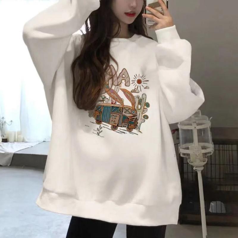 Herbst Winter Damen 2024 College-Stil Neue Splicing Pullover O-Ausschnitt Bedruckter Buchstabe Mode Locker Lässig Langarm Hoodie