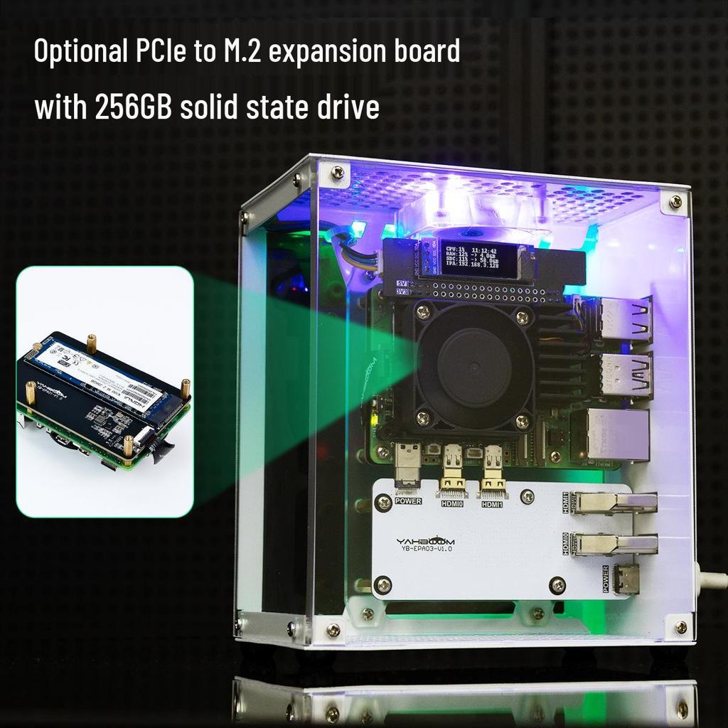 Raspberry Pi 5 Sea View Case: Non-Aluminum Protective Shell with PCIe M.2 SSD Support