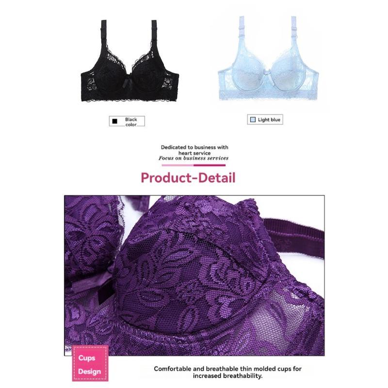 Large Size Ultra-thin Cotton Cup Adjustable Sexy Women Bra Lace Breathable Comfortable with Steel Ring Push Up Ladies Underwear