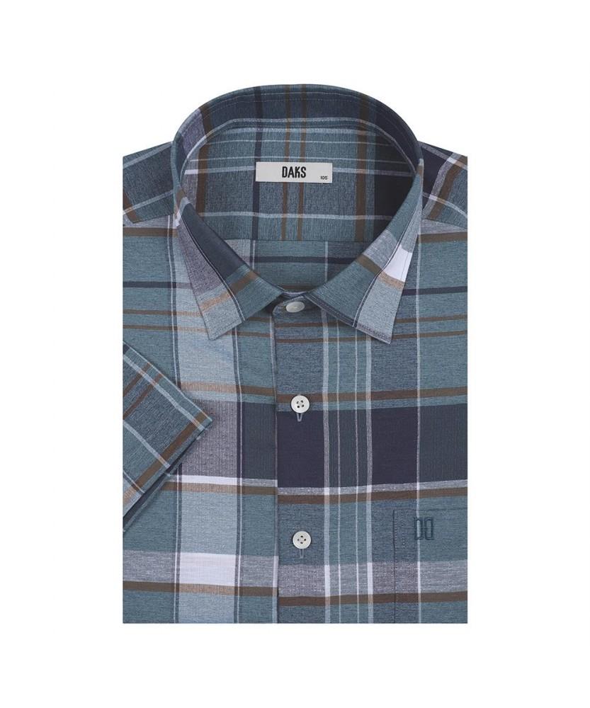 Dagseusyeocheu Linen Blend Medium Check Casual Short Sleeve Shirt_Dls1Shcs102N1