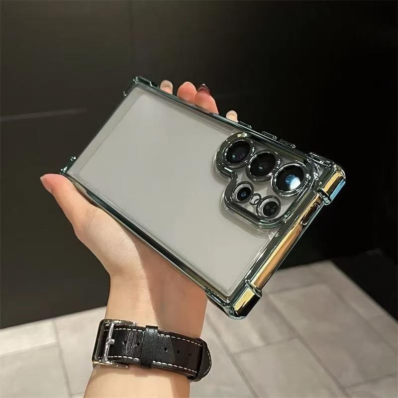 Applicable To Samsung S26Ultra Mobile Phone Case A56 with Lens Film Electroplated Four-corner Airbag All-inclusive Anti-drop TPU Soft Case