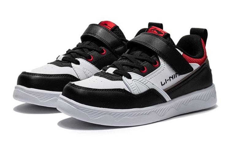 Li Ning Cushioning Abrasion Resistant Lightweight Low top Kids' Skateboarding Shoes Black Teenagers YKCS032-1