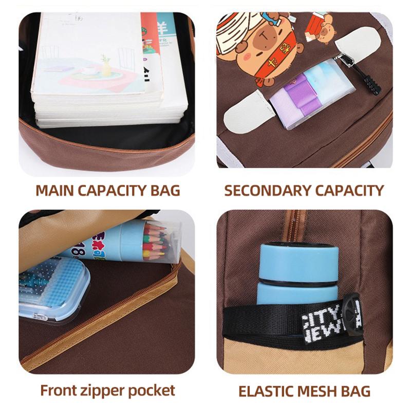 New Capibala Schoolbag for Students In Grades 1-6 Large-capacity Lightweight Wear-resistant Multifunctional Ridge Protection Backpack