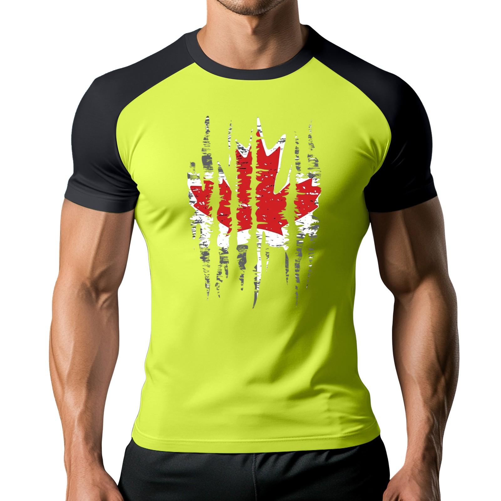 Мужская модная спортивная футболка с коротким рукавом и принтом контрастного цвета XL жёлтый 1760₽