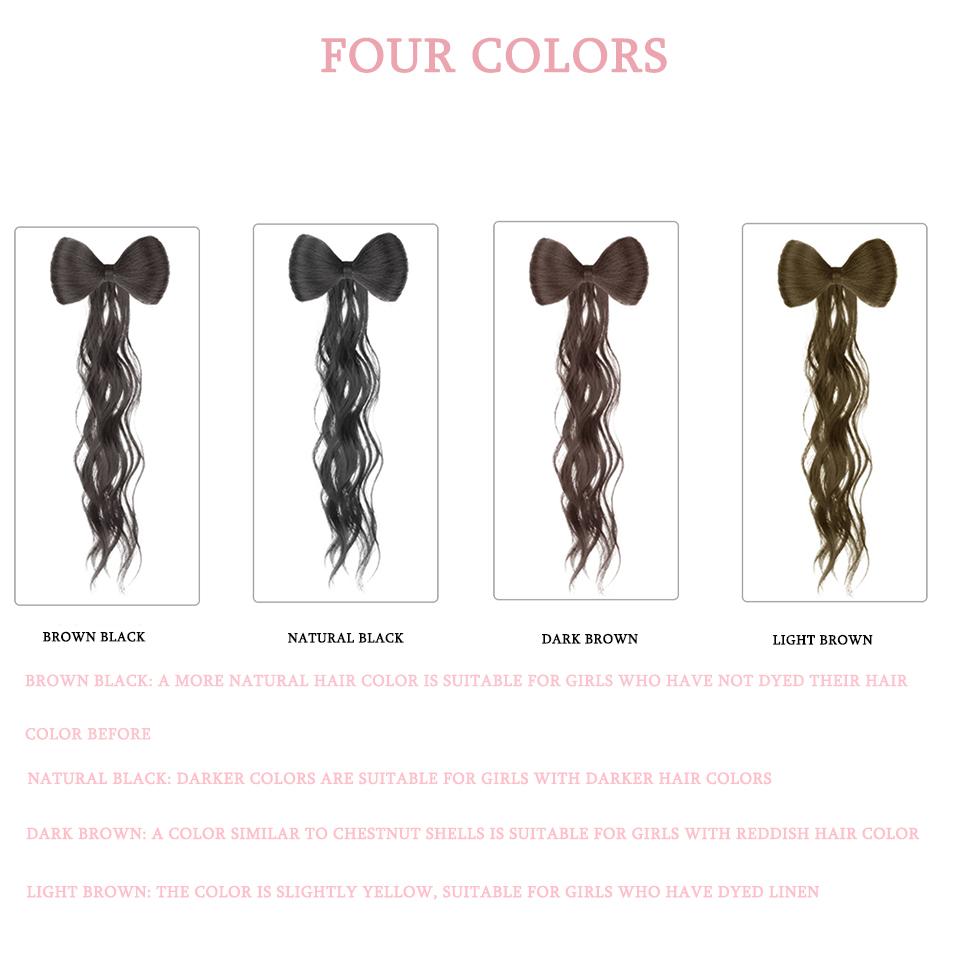 Syntetisk chignon sløyfe hestehale klips i hårforlengelser Naturlig falskt mørkt brunt hår Hårnåler Bånd Tilbehør for kvinner