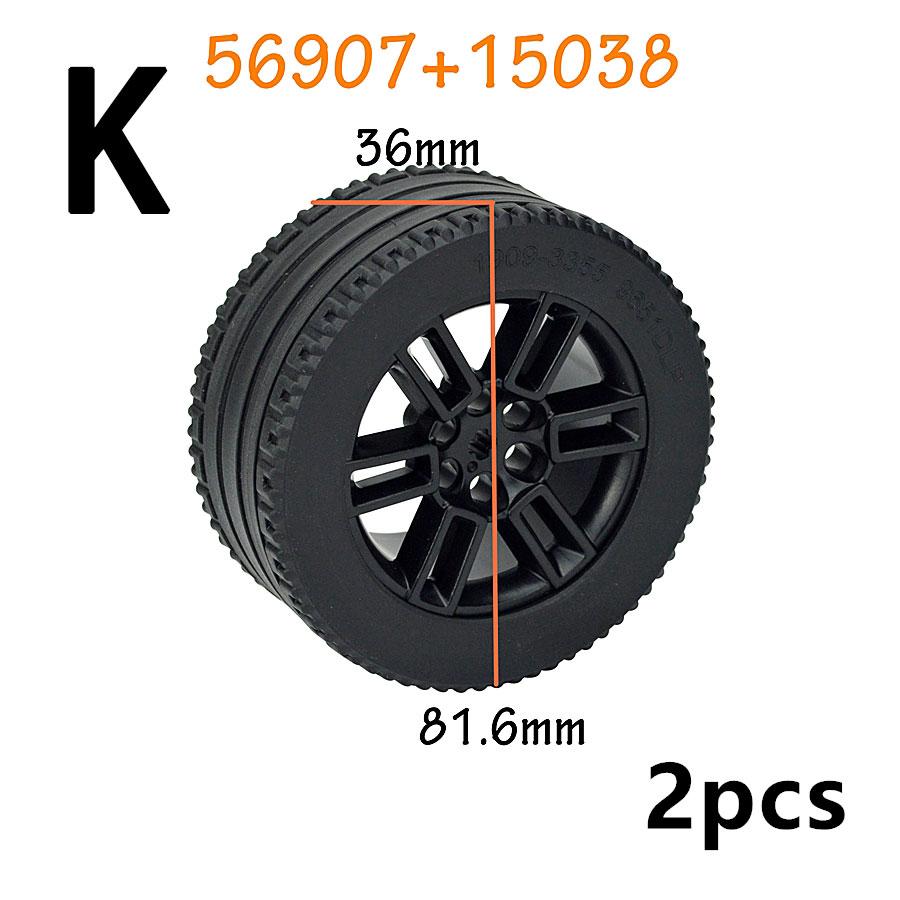 MOC Brick Wheel Hub Technical Tire Car Truck Vehicle Tire Construction Building Blocks 56145 32019 86652 56908 41897 54120 Leduo