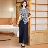 Striped Button-Up Top & Slit Wide-Leg Pants Two-Piece Set for Moms – Summer Casual