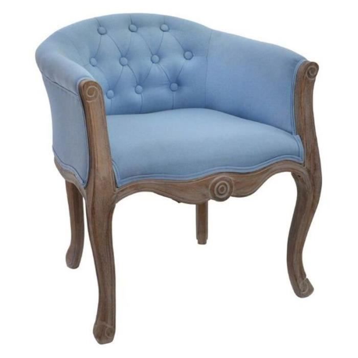 Fauteuil - DKD Home Decor - Bleu - Bois - Polyester - 1 place - 58 x 56 x 69 cm