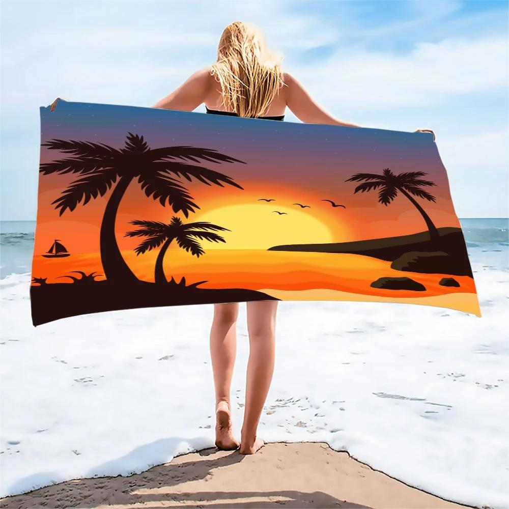 1 piece microfiber hair band wolf coconut tree landscape print beach towel mountain climbing yoga beach swimming seaside sports