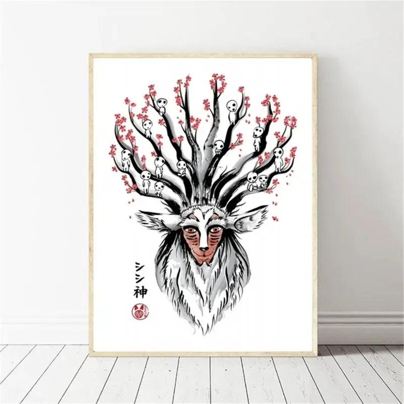 Totoro Zeichentrickfilm Hayao Miyazaki Anime Poster Leinwandmalerei Drucke Nordische Wandkunst Bilder Wohnzimmer Büro Heimdekor