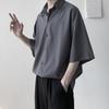 Men's Summer Design Short-Sleeve Ice Silk Shirt Youth Lightweight and Handsome Loose-Fit Top
