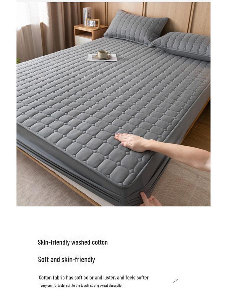 Thickened Brushed Cotton Quilted Bedspread and Mattress Protector