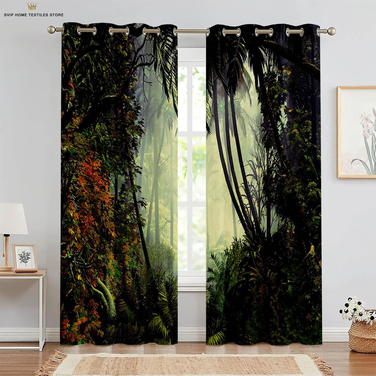 

Пейзаж Зеленый лес 3D Печатные шторы, Гостиная, Кухня, Спальня, Декоративные, Можно стирать в стиральной машине, 2 шт. W50X130H(CM)X2PCS&Rod pocket