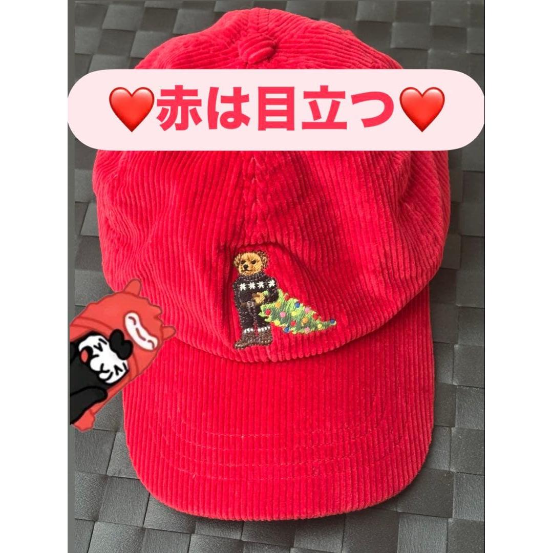 Used POLO RALPH LAUREN Polo Bear Corduroy Cap Red